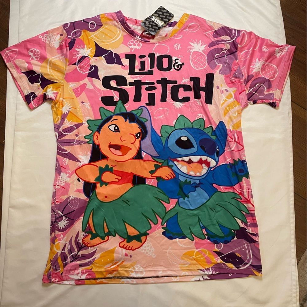 NWT Marvel Comics Premium size large Lilo & Stick pink shirt